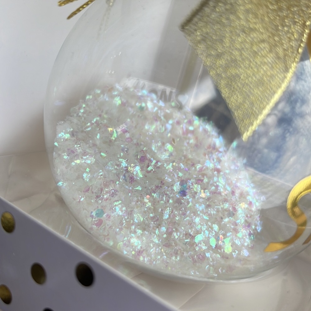 SLANT Glass Ball Christmas Ornament Glitter Filled w LET IT SNOW - Picture 4 of 4